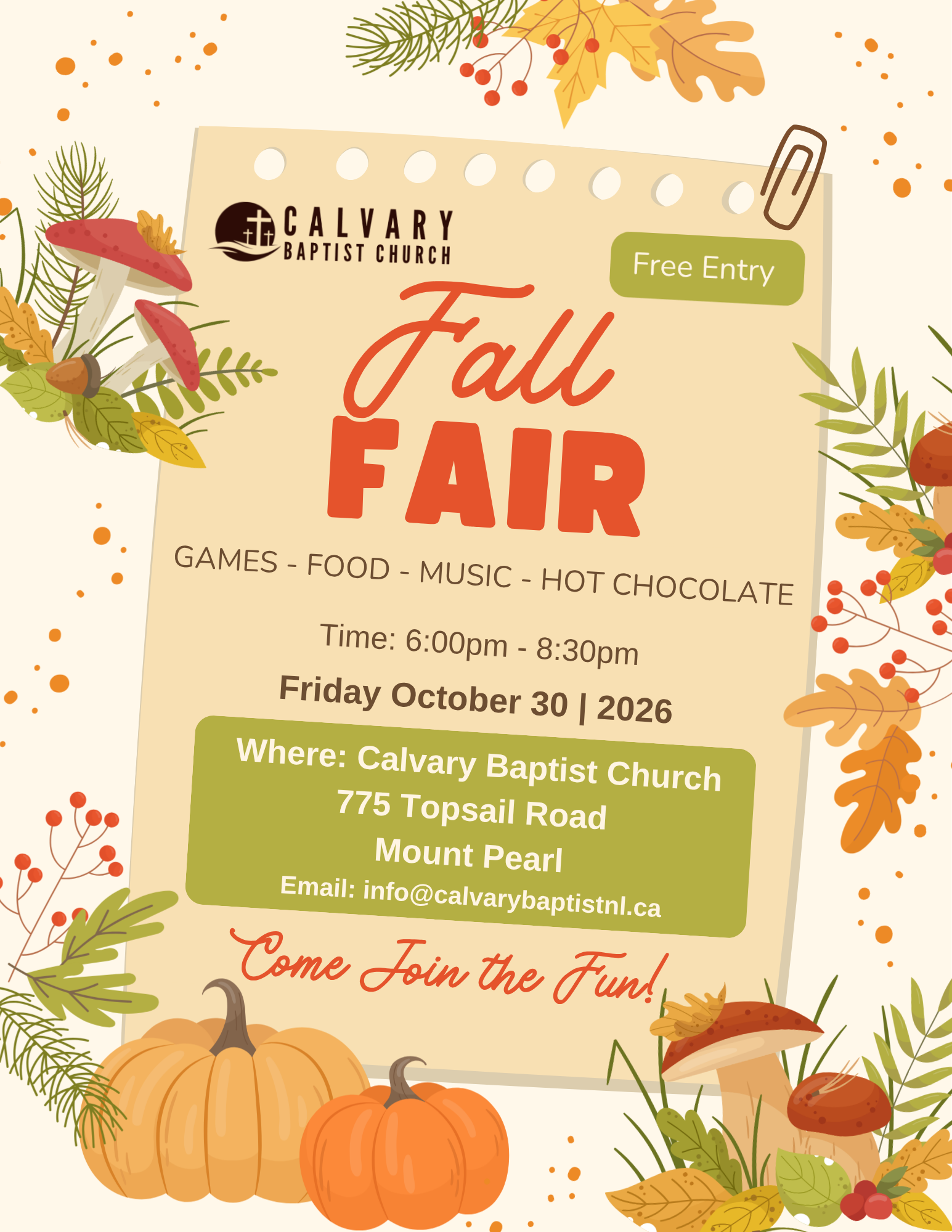 Fall Fair - Calvary Baptist Church